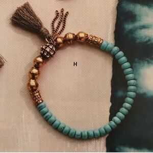 Silpada KR brass and turquoise beaded stretch colorful bohemian boho bra…